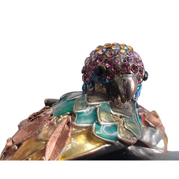 Betsey Johnson Parrot Head Bracelet Rhinestone Enamel Hinged Magnet Clamper 6.5" - Picture 9 of 16